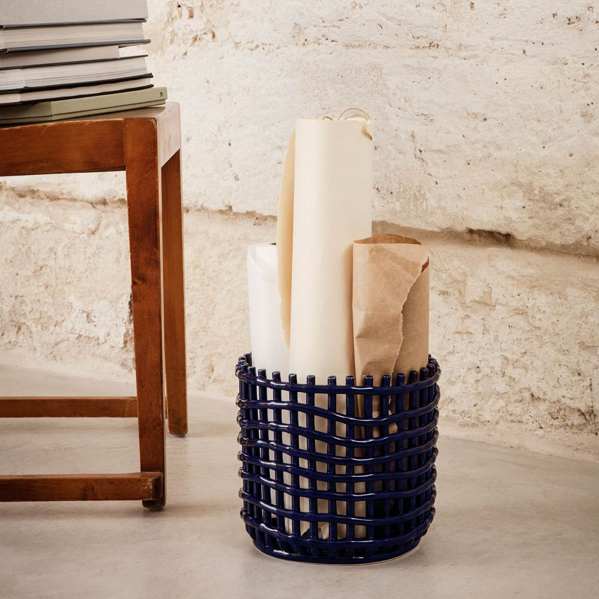 Ceramic Basket - Large Blue-2