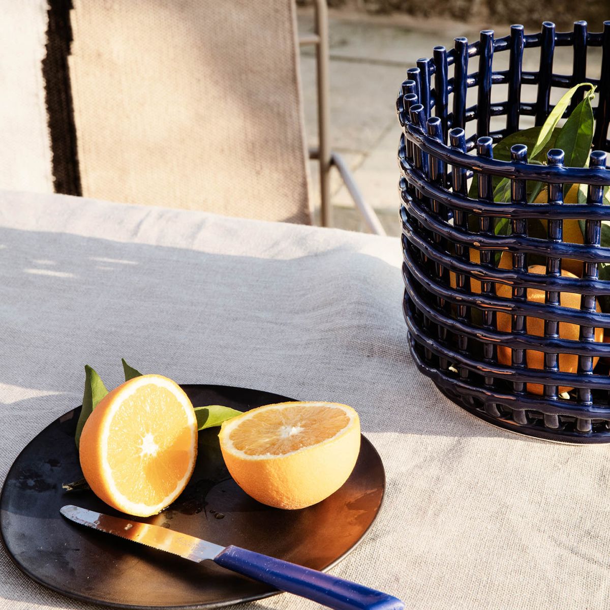 Ceramic Basket - Large Blue-3