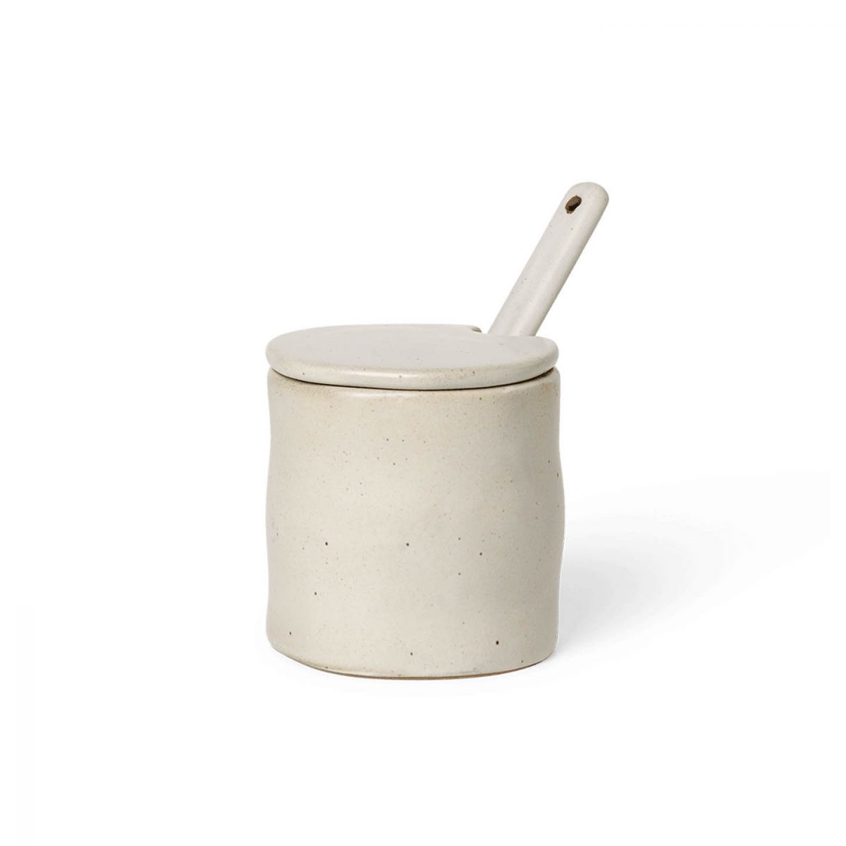 Flow Jar with spoon - Off-white Speckle
