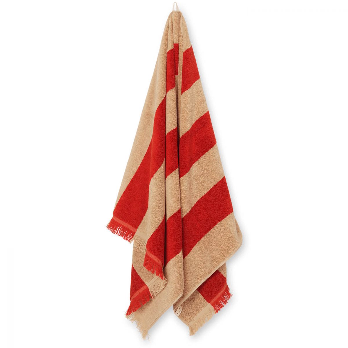Alee Bath Towel - Light Camel/Red