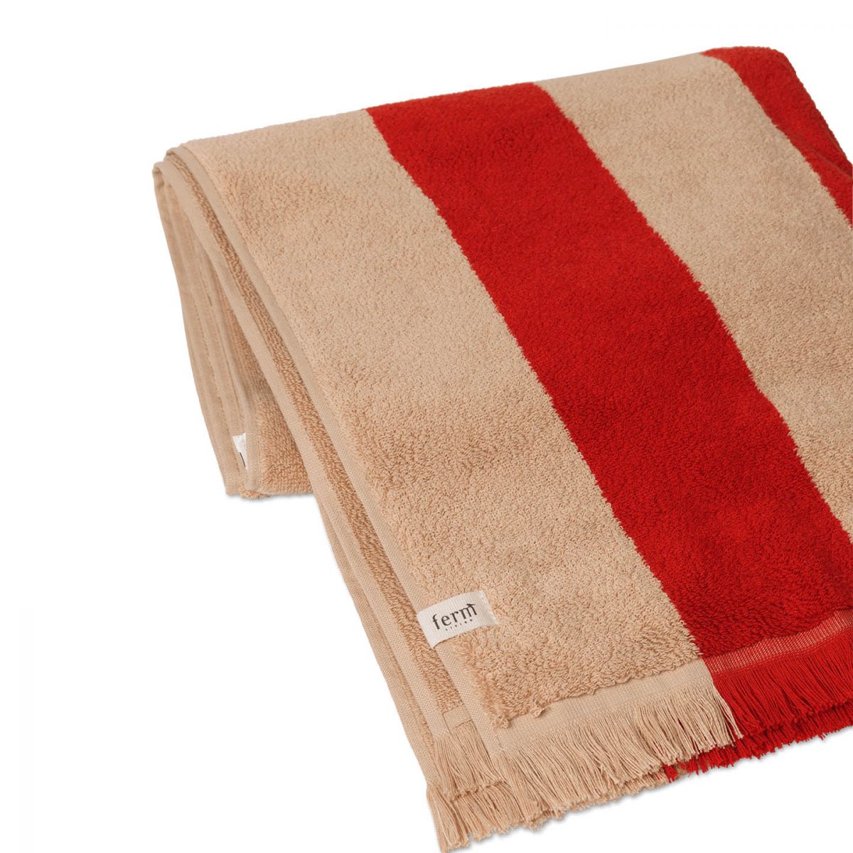 Alee Bath Towel - Light Camel/Red-2