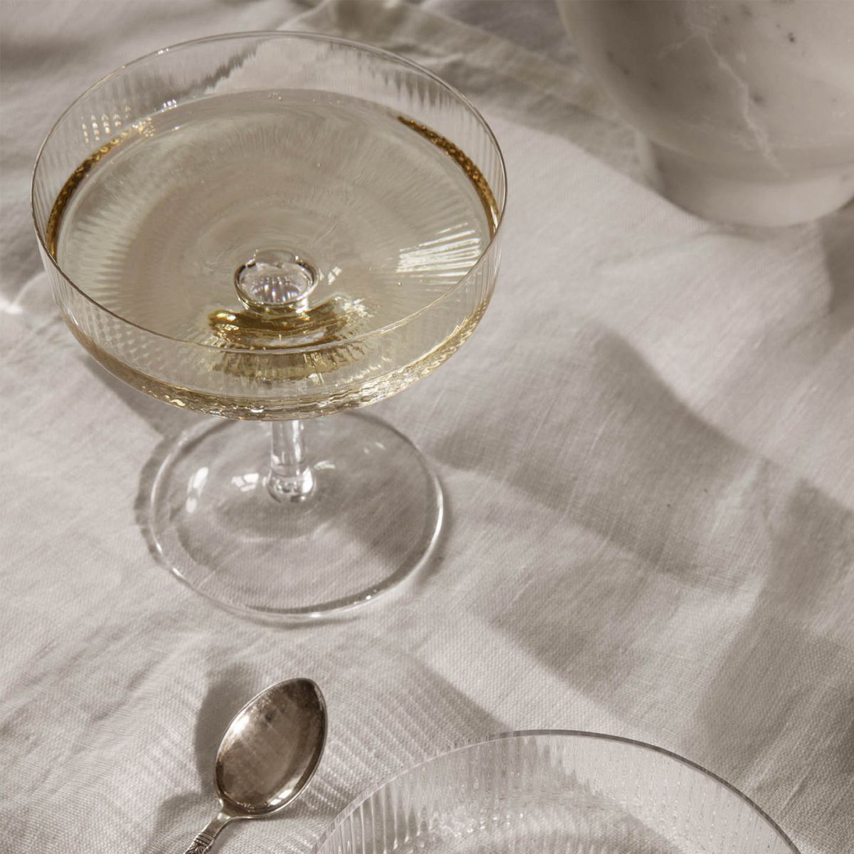 Ripple Champagne Saucers - Set of 2 - Clear-2