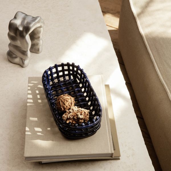 Ferm Living - Ceramic Basket - Oval - Blue