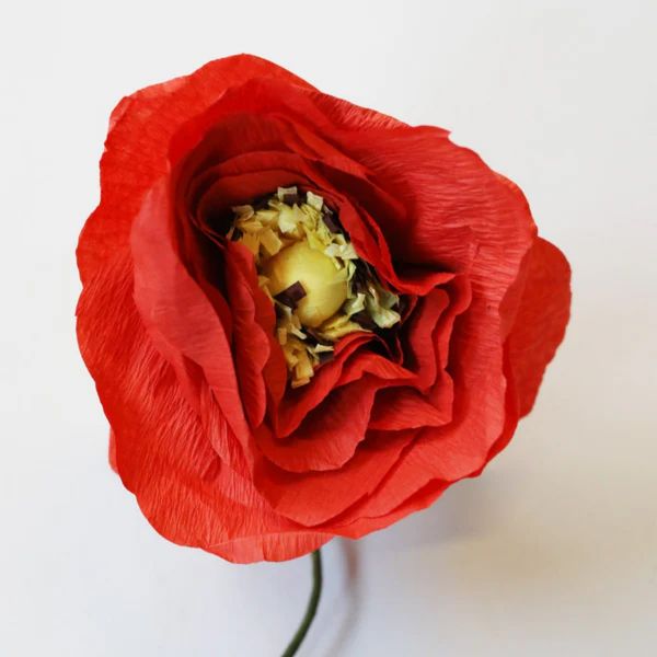 Paper Flower Ice Poppy - Bright Red