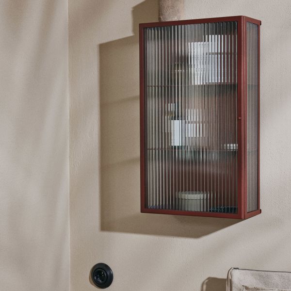 Haze Wall Cabinet - Reeded Glass - Oxide Red