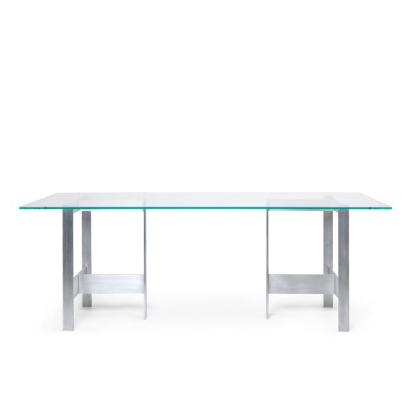 Lager Dining Table - 90 x 200-Glass/Aluminium