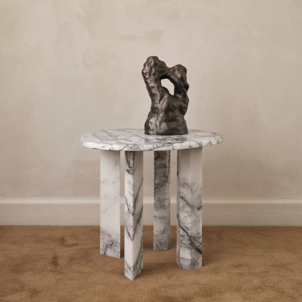 Taula Side Table-White/Charcoal