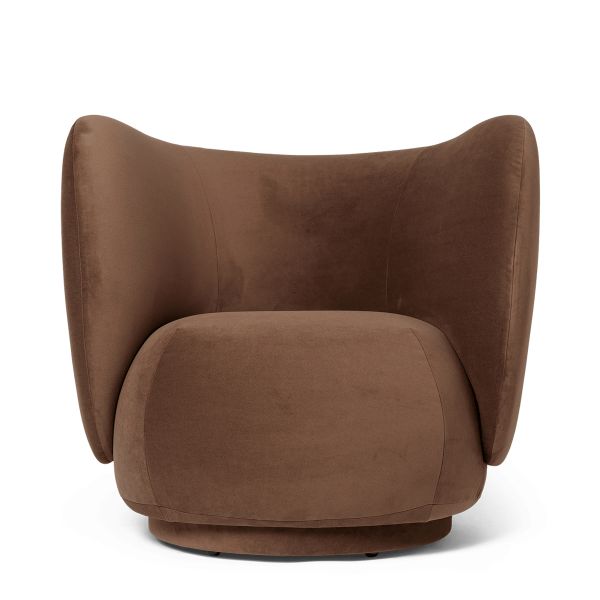 Rico Lounge Chair - Rich Velvet-Soft Brown