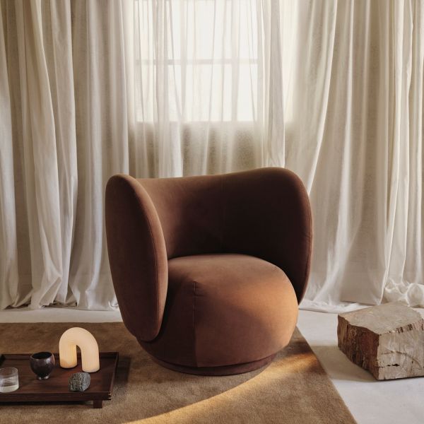 Rico Lounge Chair - Rich Velvet-Soft Brown