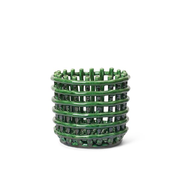 Ceramic Basket - Small-Emerald Green