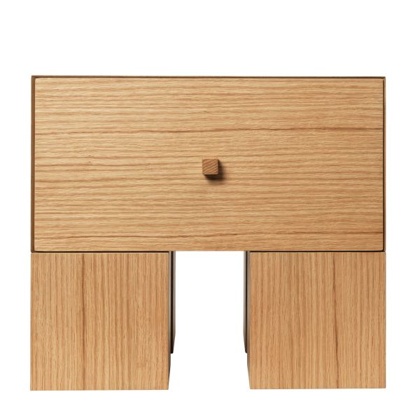 Kuben Bedside Table - 1x1 - Natural Oak Veneer